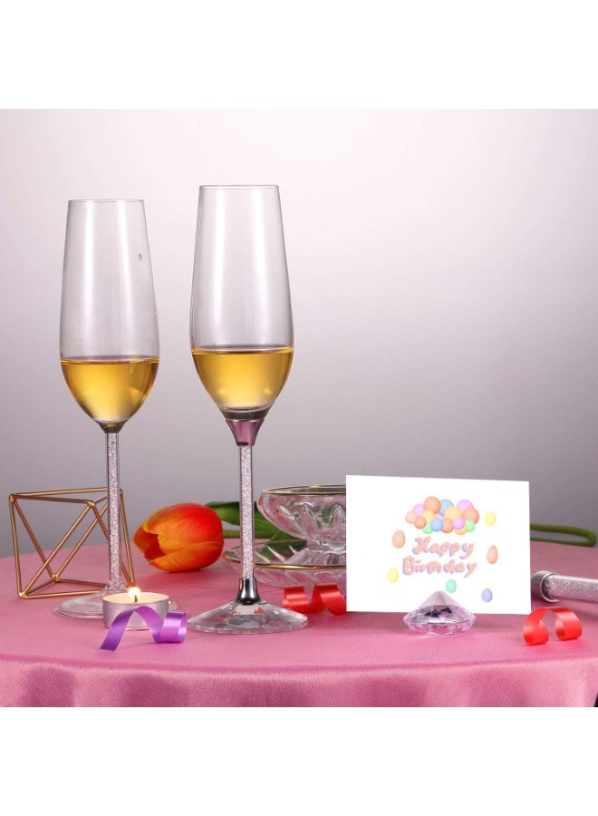 LYNLYN 12 Pack Diamond Place Card Holders, Crystal-Look Acrylic Table Number Card Stands with Wide Stable Base, Shiny Faceted Design for Weddings, Parties, Table Settings, Menus, Labels, Photos and Office Memos - Image 4